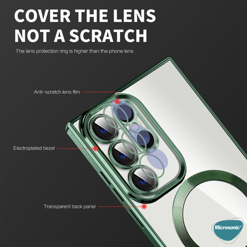 Microsonic Samsung Galaxy S22 Plus Kılıf MagSafe Luxury Electroplate Koyu Yeşil