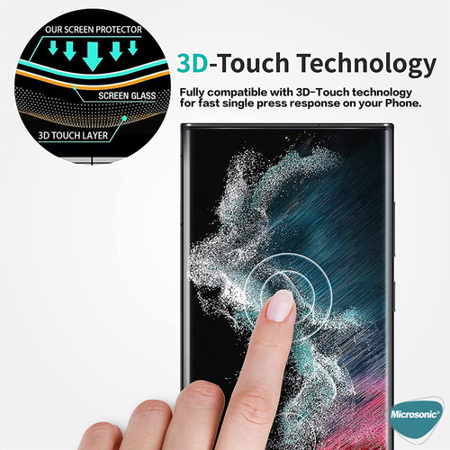 Microsonic Samsung Galaxy S23 Ultra Tam Kaplayan Temperli Cam Ekran Koruyucu Siyah
