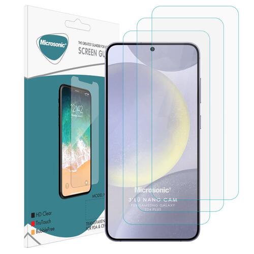 Microsonic Samsung Galaxy S24 Plus Screen Protector Nano Glass Cam Ekran Koruyucu (3`lü Paket)