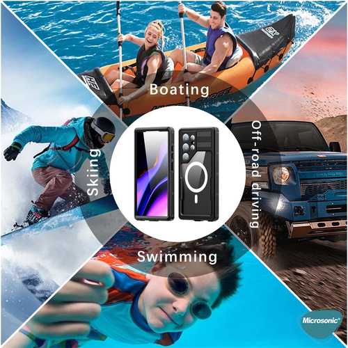 Microsonic Samsung Galaxy S24 Ultra Kılıf Waterproof 360 Full Body Protective Siyah