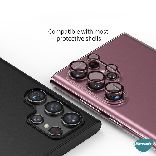 Microsonic Samsung Galaxy S24 Ultra Tekli Kamera Lens Koruma Camı Lila