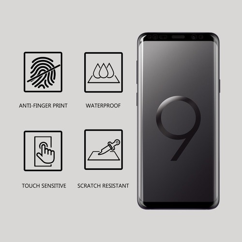 Microsonic Samsung Galaxy S9 Plus Tam Kaplayan Temperli Cam Ekran koruyucu Kırılmaz Film Siyah