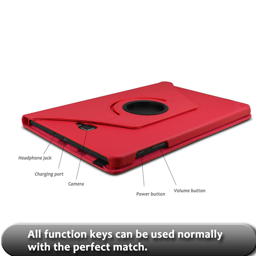 Microsonic Samsung Galaxy Tab A 10.1'' T580 Kılıf 360 Rotating Stand Deri Kırmızı