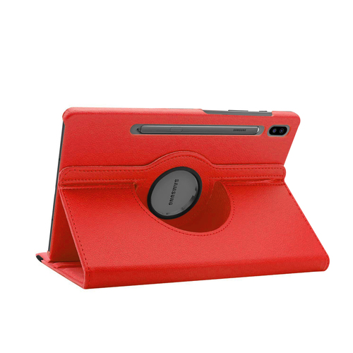Microsonic Samsung Galaxy Tab S7 T870 Kılıf 360 Rotating Stand Deri Kırmızı
