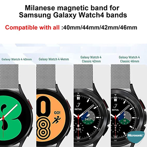 Microsonic Samsung Galaxy Watch 4 44mm Kordon Milano Loop Gümüş