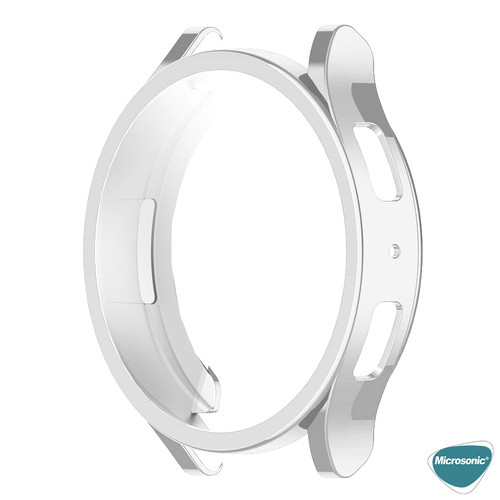 Microsonic Samsung Galaxy Watch 6 40mm Kılıf Ekranı Tam Kaplayan 360 Full Round Soft Silicone Gümüş