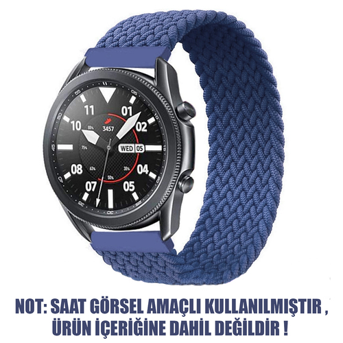 Microsonic Samsung Galaxy Watch 6 44mm Kordon, (Medium Size, 155mm) Braided Solo Loop Band Lacivert