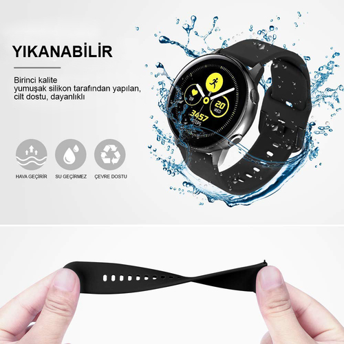 Microsonic Samsung Galaxy Watch Active Silikon Kordon Gri