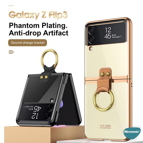 Microsonic Samsung Galaxy Z Flip 3 Kılıf Ring Loft Clear Mor