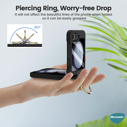 Microsonic Samsung Galaxy Z Flip 5 Kılıf Ring Fall Platinum Gümüş