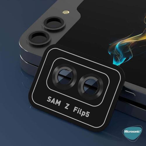 Microsonic Samsung Galaxy Z Flip 5 Tekli Kamera Lens Koruma Camı Siyah
