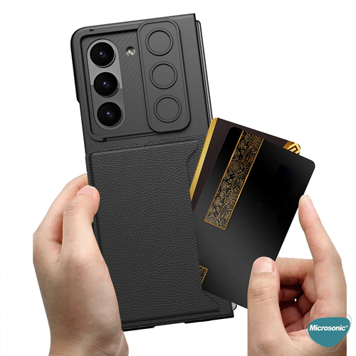 Microsonic Samsung Galaxy Z Fold 5 Kılıf Card Holder Slide Siyah