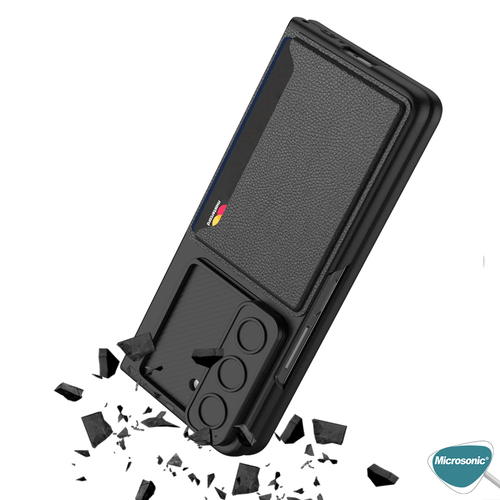 Microsonic Samsung Galaxy Z Fold 5 Kılıf Card Holder Slide Siyah