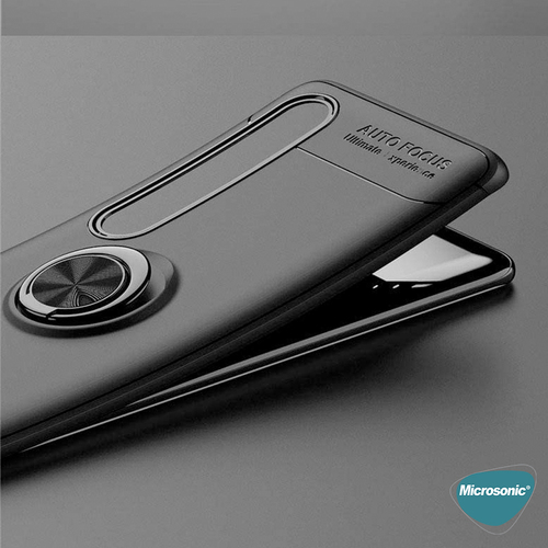 Microsonic Xiaomi Mi 10 Kılıf Kickstand Ring Holder Siyah
