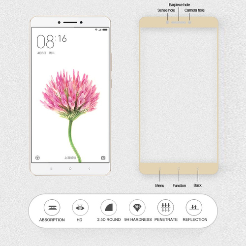 Microsonic Xiaomi Mi Max Tam Kaplayan Temperli Cam Ekran koruyucu Kırılmaz Film Beyaz