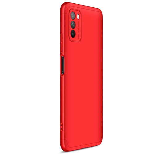 Microsonic Xiaomi Poco M3 Kılıf Double Dip 360 Protective Kırmızı