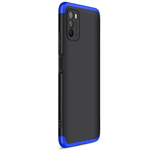 Microsonic Xiaomi Poco M3 Kılıf Double Dip 360 Protective Siyah Mavi