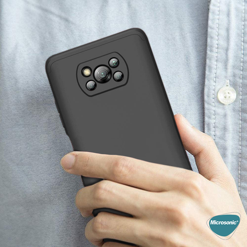 Microsonic Xiaomi Poco X3 NFC Kılıf Double Dip 360 Protective Siyah