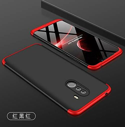 Microsonic Xiaomi Pocophone F1 Kılıf Double Dip 360 Protective Siyah Kırmızı
