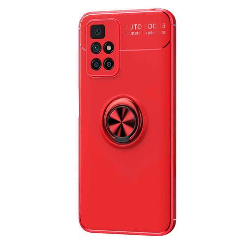 Microsonic Xiaomi Redmi 10 2022 Kılıf Kickstand Ring Holder Kırmızı