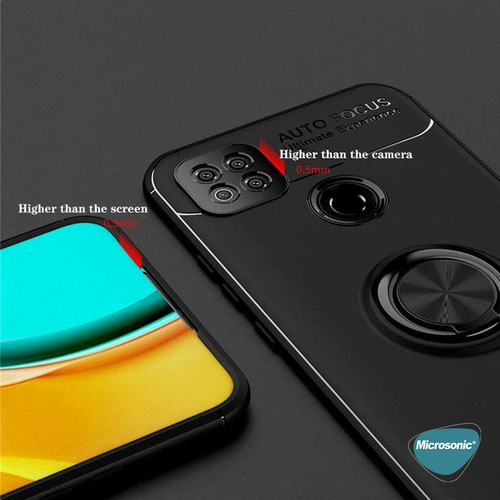 Microsonic Xiaomi Redmi 10A Kılıf Kickstand Ring Holder Siyah