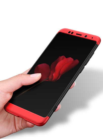 Microsonic Xiaomi Redmi 5 Plus Kılıf Double Dip 360 Protective Siyah Kırmızı