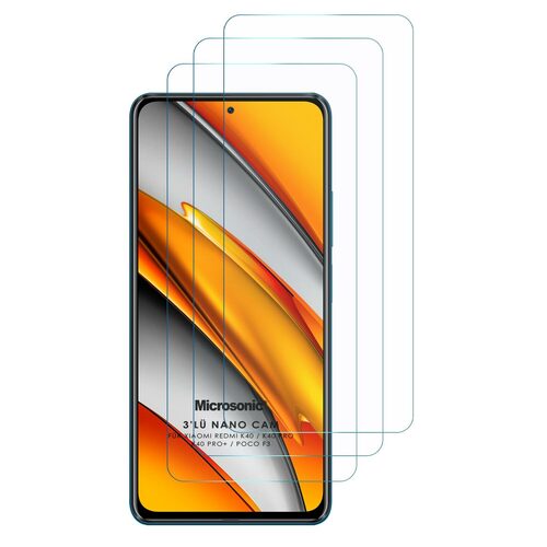 Microsonic Xiaomi Redmi K40 Screen Protector Nano Glass Cam Ekran Koruyucu (3'lü Paket)