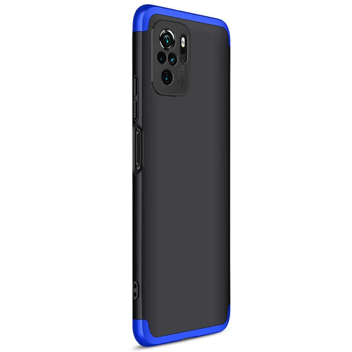 Microsonic Xiaomi Redmi Note 10 Kılıf Double Dip 360 Protective Siyah Mavi