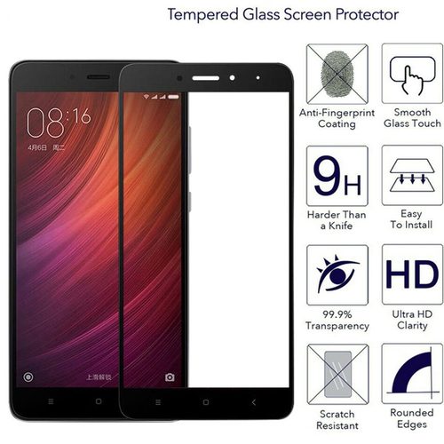 Microsonic Xiaomi Redmi Note 4X Tam Kaplayan Temperli Cam Ekran koruyucu Kırılmaz Film Siyah