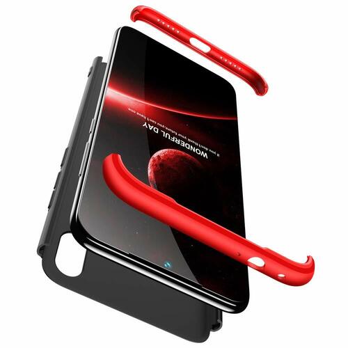 Microsonic Xiaomi Redmi Note 7 Pro Kılıf Double Dip 360 Protective Siyah Kırmızı
