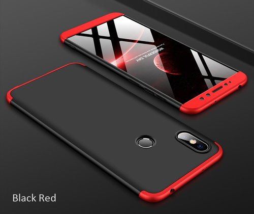Microsonic Xiaomi Redmi S2 Kılıf Double Dip 360 Protective Siyah Kırmızı