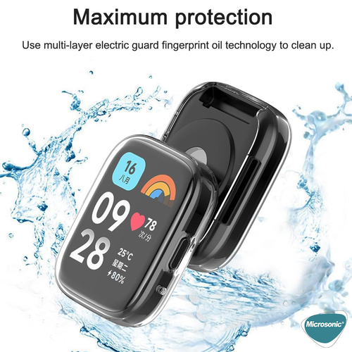 Microsonic Xiaomi Redmi Watch 3 Active Kılıf 360 Full Round Soft Silicone Gümüş